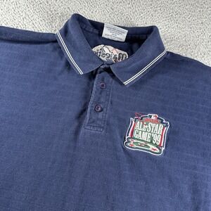 VINTAGE Boston Red Sox All Star Game 1999 Polo Shirt Mens XL Blue Ribbed Texture